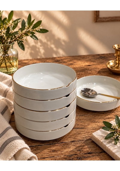 6lı Porselen Dali Gold Yemek Tabağı-7789 Çok Renkli