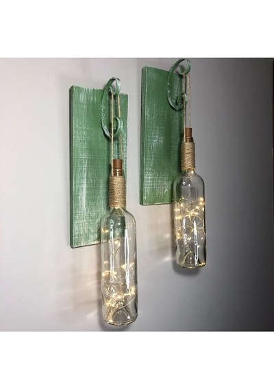 Led Işıklı Fıstık Yeşil Renkli Duvar Aplik 2'li Set Çok Renkli