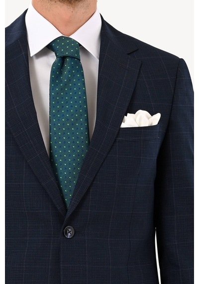 Erkek Lacivert Slim Fit Mono Yaka Takım Elbise