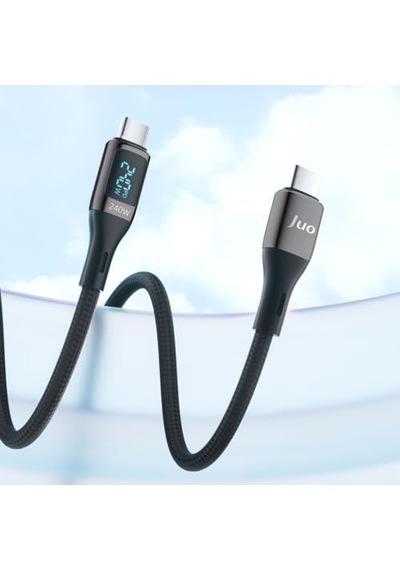 240w Dijital Led Ekranlı E-mark Çipli Pd 3.1 Usb Type-c To Type-c Hızlı Şarj Ve Data Kablosu 2 Metre