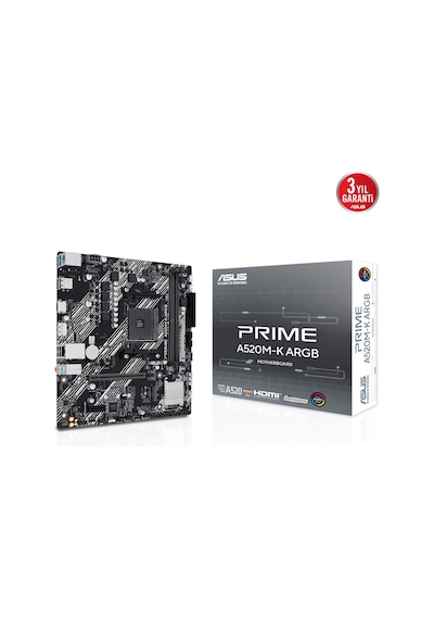 Asus Prıme A520m-k Argb Ddr4 Hdmı-dp Pcıe 4.0 Am4 Matx-225740
