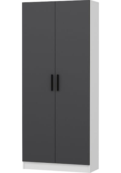Minar Kale 210 Cm 2 Kapaklı 2b Raf Portmanto Beyaz Antrasit