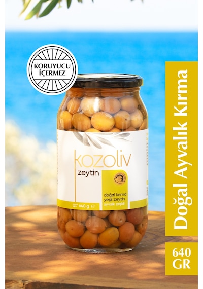 Kozoliv Doğal Ayvalık Çeşidi Kırma Yeşil Zeytin Cam 640 G