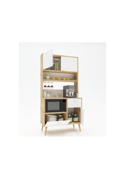 Floradesign Latte Kahve Köşesi / Çok Amaçlı Dolap / Airfryer Dolabı / Mutfak Organizeri Meşe
