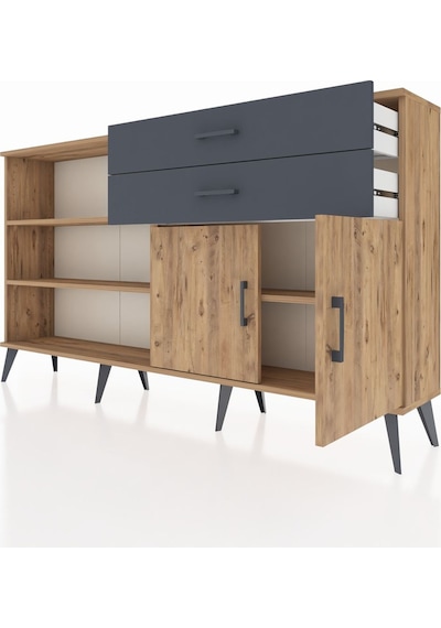 Arges Konsol 3 Raflı 2 Çekmeceli 2 Kapaklı 176x30x99 Çam-çam/antr Çam-çam/antrasit Arges Konsol 3 Raflı 2 Çekmeceli 2 Kapaklı 176x30x99 Çam-çam/antr Çam-çam/antrasit