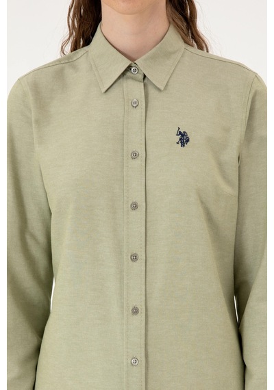 U.S. Polo Assn. Kadın Açık Haki Uzun Kollu Basic Gömlek 50316711-VR183 U.S. Polo Assn. Kadın Açık Haki Uzun Kollu Basic Gömlek 50316711-VR183