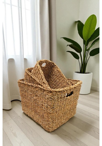 Digithome 3 Lü Naturel Dikdörtgen Organizer Sepet - Pnl-ph13 S/3 Kahverengi