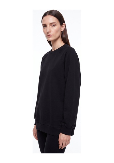Fabrika Siyah Kadın Bisiklet Yaka Oversize Sweatshirt Falu-y