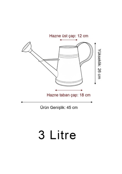 Tr Stella 3 Litre Metal Çiçek Bahçe Sulama Kabı Modern Dekoratif Çok Amaçlı Sulak Mavi