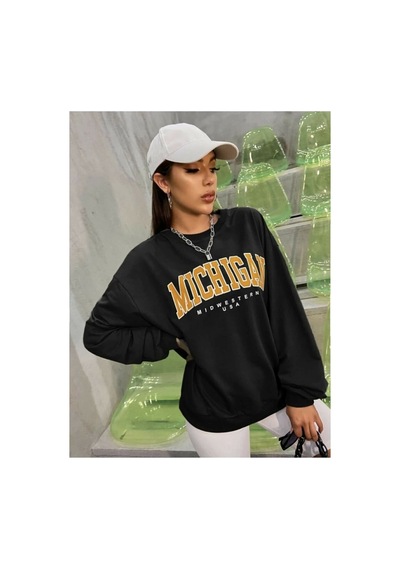 Blackjack Giyim Siyah Oversize Michigan Sweat siyah