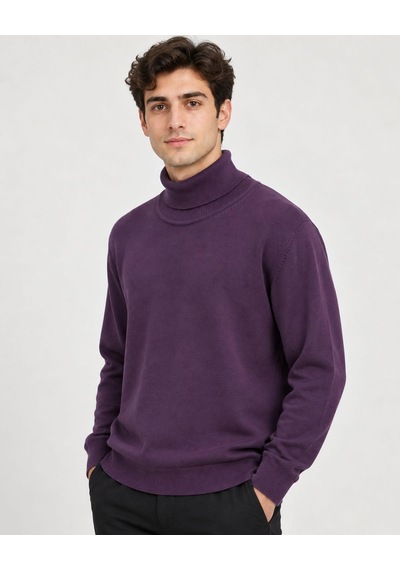 Classics Men Huffa Erkek Slim Fit Boğazlı Erkek Triko 7430 Mor