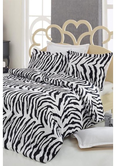 Çeyiz Diyarı Zebra Pamuk Saten Çift Kişilik Nevresim Takımı Siyah - Beyaz
