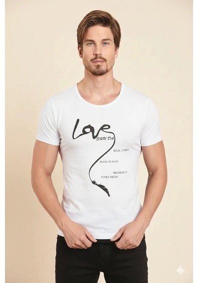 Alfa Aksesuar 03 Berrak Erkek Love Baskılı T Shirt 1037 siyah