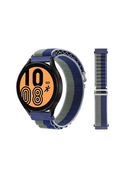 Watch 20mm Uyumlu Kr410 Kumaş Kordon - Lacivert-yeşil