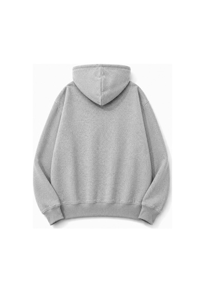 Herkesemoda Yazı Baskılı Kapüşonlu 2 İplik Şardonlu Sweatshirt Gri