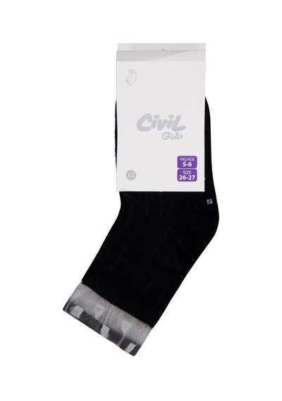 Civil Girls Derbili Tüllü 3'lü 3-11 Yaş Kız Soket Çorap - Standart