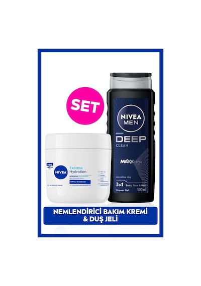 Men Erkek Deep Dimension Banyo Duş Jeli 500ml Ve Yoğun Nemlendirici El Ve Vücut Bakım Kremi 400ml