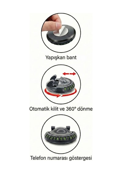 Tofaş Doğan 1.6 Dönebilen Numaratörlü Araç İçi Telefon Tutucu Siyah Şhn