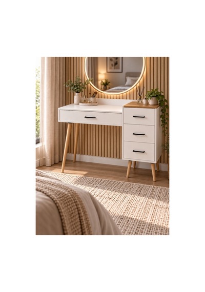 Nilsu Çekmeceli Ahşap Ayaklı Makyaj Masası Beyaz- Atlantik Çam- 120x90 Cm Çok Renkli - 931105064 Çok Renkli Nilsu Çekmeceli Ahşap Ayaklı Makyaj Masası Beyaz- Atlantik Çam- 120x90 Cm Çok Renkli - 931105064 Çok Renkli