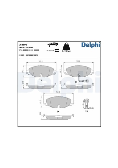 Skoda Superb 3 On Fren Balatasi 2.0 Tdi 2015-2021 Delphı Lp2698