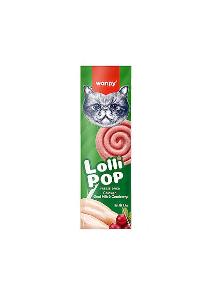 Wanpy Kediler İçin Dondurularak Kurutulmuş Lolipop - Kızılcık - 1.4 G