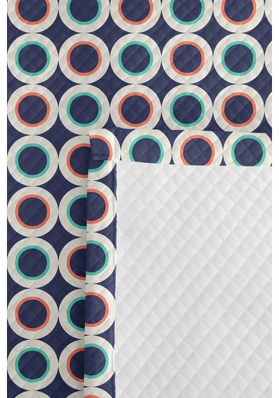 Lacivert Geometrik Genç Odası Tek Kişilik Pike Takımı - Mint Modern 160x220 Cm Kapitone Yatak Örtüsü Doğal Taş Sükuneti