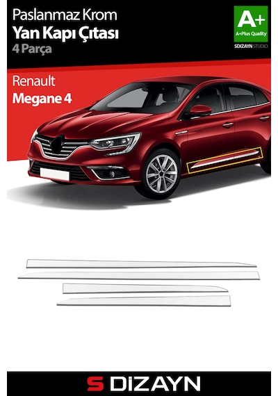 S-dizayn Renault Megane 4 Krom Yan Kapı Çıtası 4 Prç 2016 Üzeri A+ Kalite