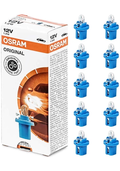 Osram 12v 1,2w Mavi Soketli Gösterge Kadran Ampulü 10 Adet 2721 Mfx