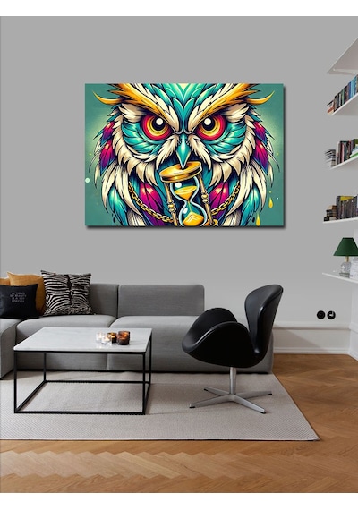 Kanvas Tablo Renkli Baykuş Figürü 50cmx70cm