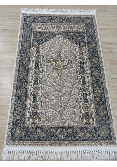 100 Tarak İpeksi Seccade Krem Dark Blue Krem Mavi
