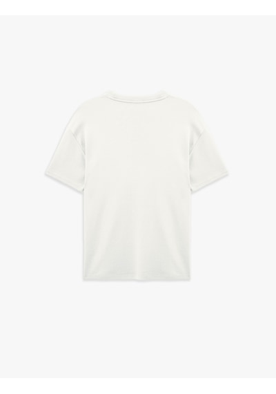 Koton Pamuklu Bisiklet Yaka Kısa Kollu Basic Oversize Tişört Ekru 7wam10086mk