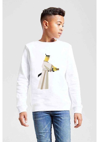 Tshirthane Samurai Jack Baskılı Unisex Çocuk Beyaz Sweatshirt (534763315) Beyaz