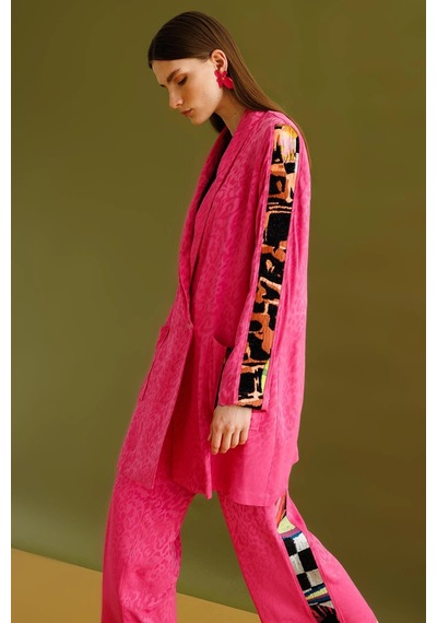 Ghisa Jakar Kumaş Leopar Desenli Pembe Takım 25ygstkm3068 Pembe
