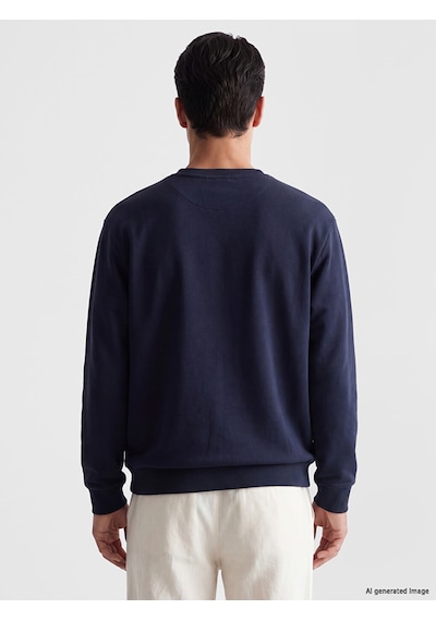 LC Waikiki Lc Waıkıkı Lacivert Bisiklet Yaka Baskılı Erkek Sweatshirt