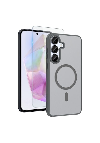 Teleplus Samsung Uyumlu Galaxy S25 Plus Kılıf Babet Translucent Mat Msafe Şarj Özellikli Kapak + Ekran Koruyucu Gri