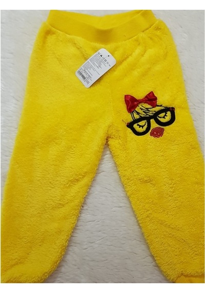 Çocuk Sarı Pelüş Pijama Altı-6-7 Yaş Sarı