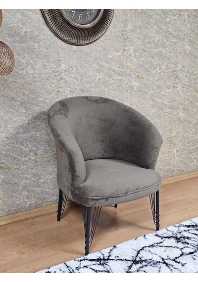 Zafir Tekli Teddy Siyah Boyalı Telli Ayak Çay Seti Koltuk Tekli Berjer , Balkon, Salon, Ofis Kahverengi
