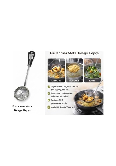 304 Paslanmaz Çelik Kevgir Kepçe Metal Delikli Kepçe Kızartma Makarnalık Süzgeç Kepçe Endüstriyel Mutfak Kevgiri Çok Renkli