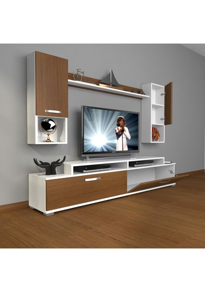 Decoraktiv Ekoflex 5da Mdf Tv Ünitesi Tv Sehpası Beyaz - Ceviz