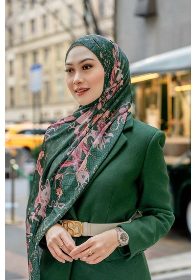 Buttonscarves Nada 2 Saten Şal - Bagpipe Yeşil