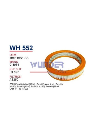 WUNDER WH552 HAVA FİLTRESİ - FORD ESCORT CL