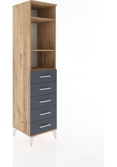 Hyperion Dolap 3 Raflı 5 Çekmeceli 44x44x182 Çam-antrasit Çam