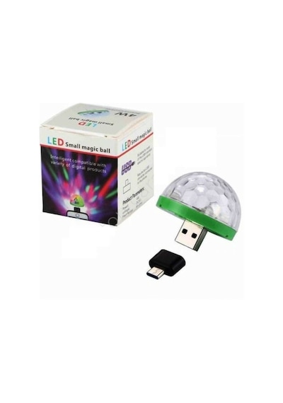 4w Usb Müzik Ritimli Ledli Sihirli Disko Topu Mikro Usb Otg Adaptörü