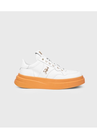 Yüksek Tabanlı Hafif Erkek Deri Sneakers Beyaz
