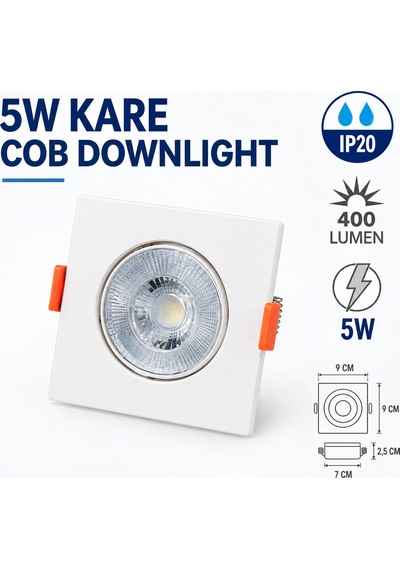 Lampist 5w Plastik, Beyaz Kasa Cob Downlıght 6500k