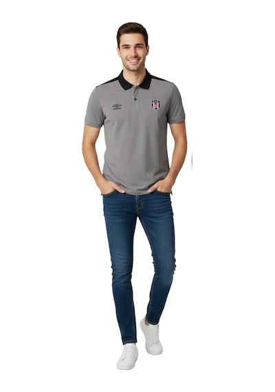 Beşiktaş Lisanslı Umbro Gri Polo T-shirt Gri