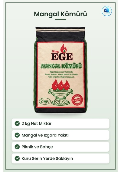 Mangal Kömürü 2 Kg Isıtma Yakıtı Barbekü Izgara Bahçe Piknik Yeme