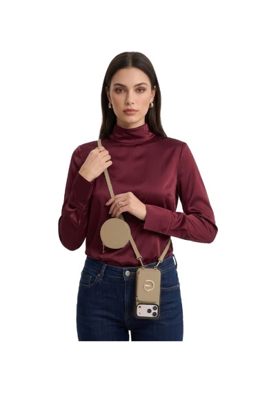 Kombinlenebilir - Apple Uyumlu iPhone 17 Pro Uyumlu Magsafe Özellikli Pu Deri Tasarım Kılıf - By Bera Lina Bej