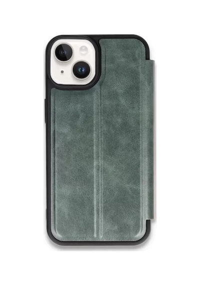 Newface Apple Apple iPhone Uyumlu  15 Kılıf Flip Cover - Koyu Yeşil