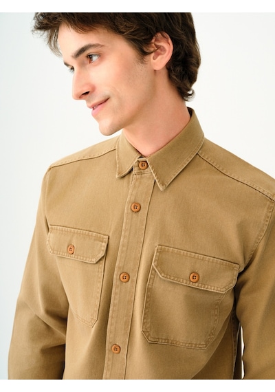 LOFT Relax Fit Erkek Gömlek U.kol Camel